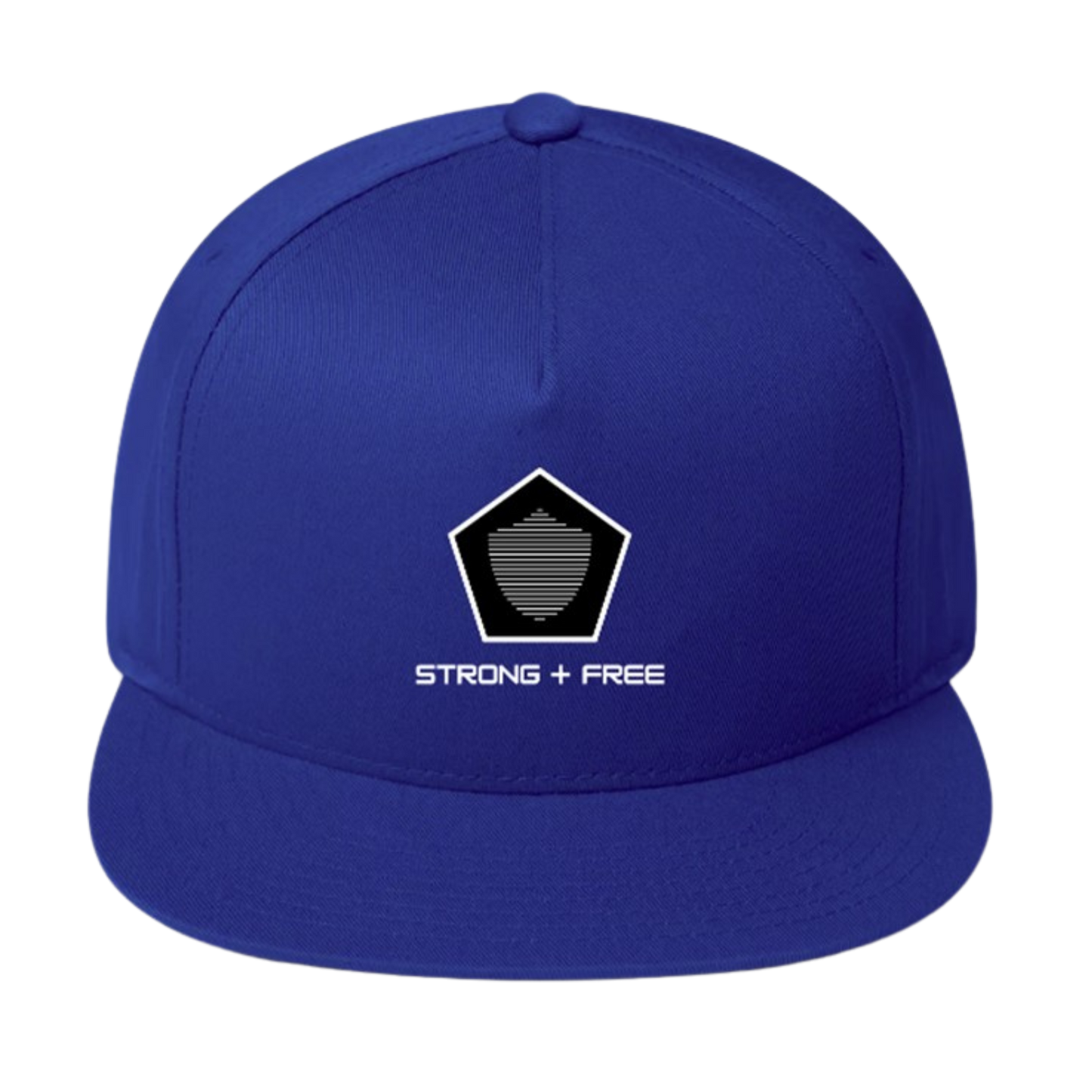 Flat Bill Cap, various colors. S+F signature shield logo design, reverse black pentagon crest.