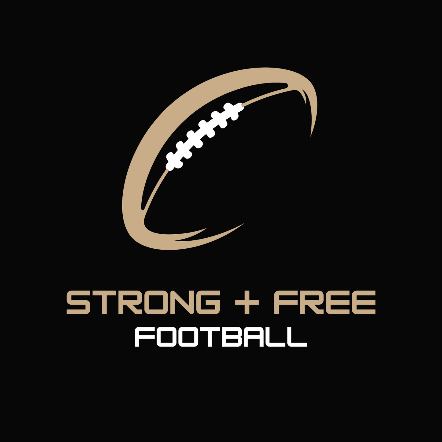 Football tee, black. S+F signature football logo design.