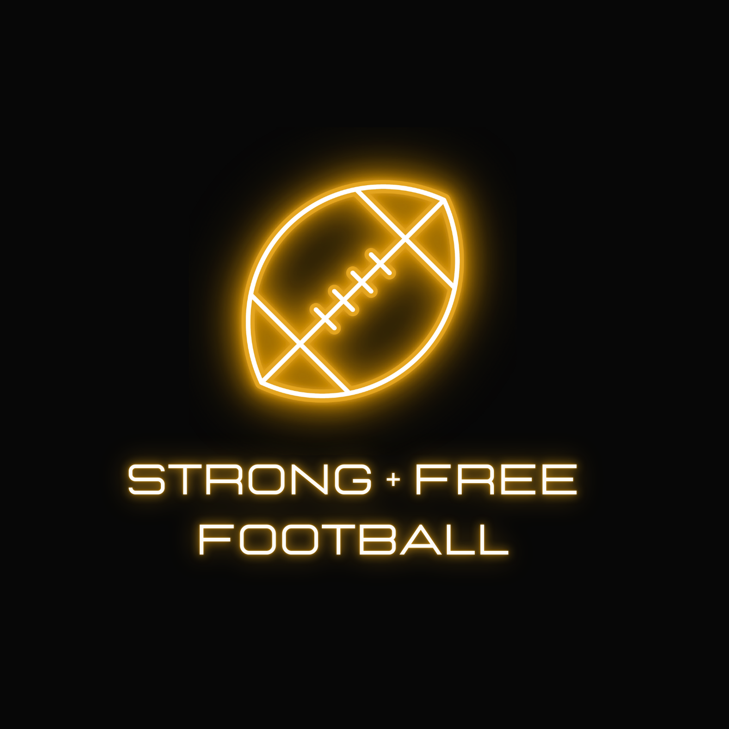 Football tee, black. S+F custom football logo design, neon sign.