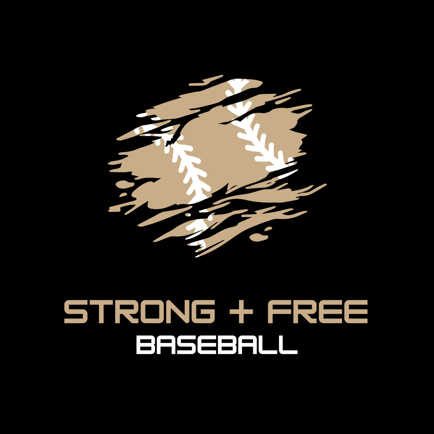 Baseball tee, black. S+F signature baseball logo design.
