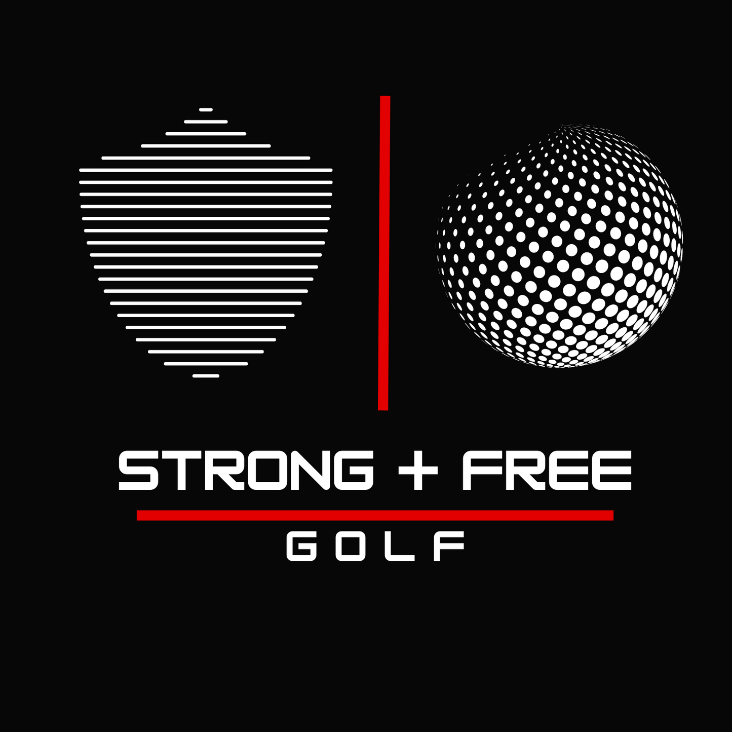 Men's golf tee, black. S+F signature golf logo design III.