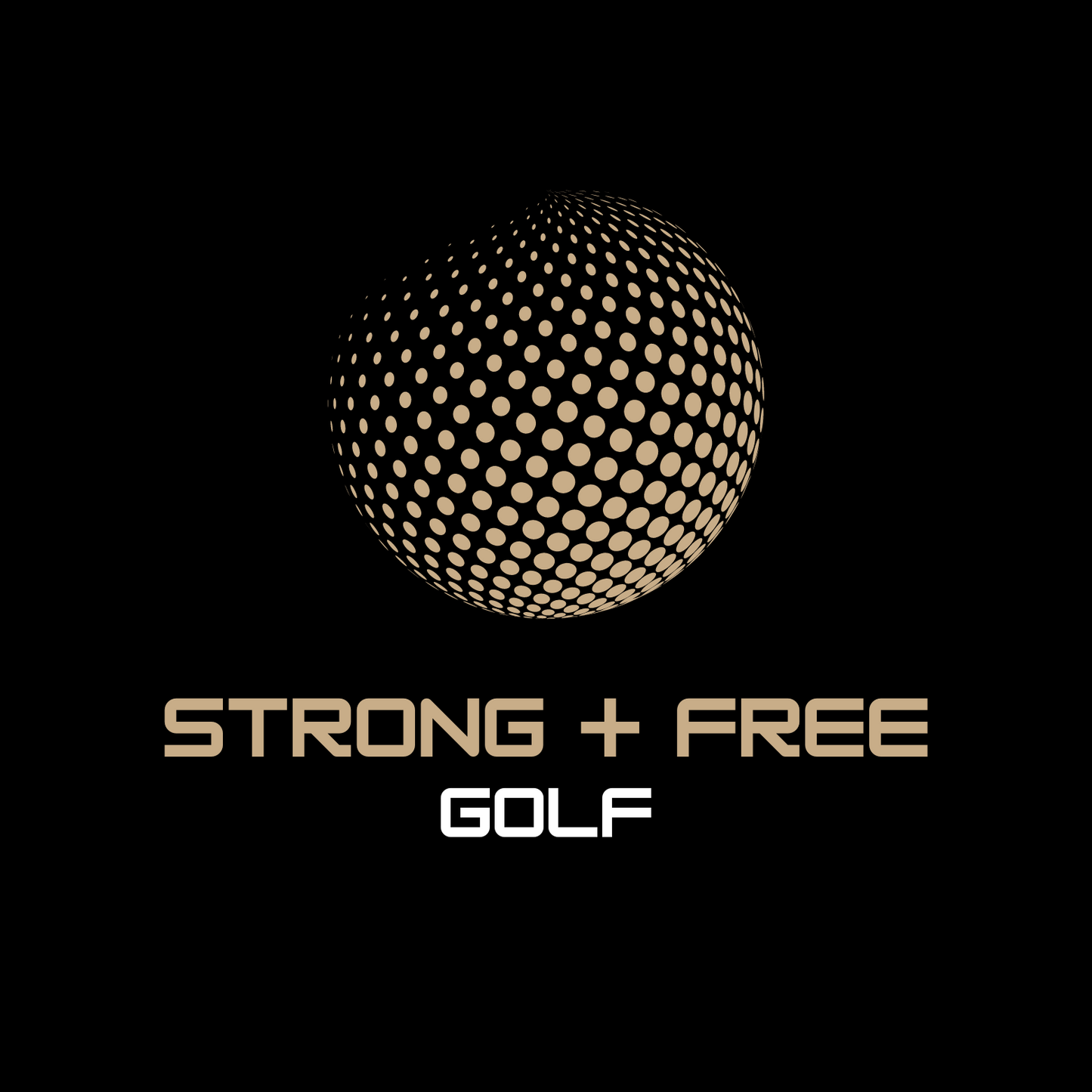 Men's golf tee, black. S+F signature golf logo design.