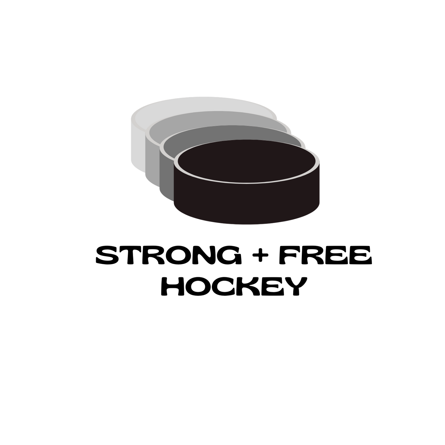 Hockey tee, white. Retro puck logo design.