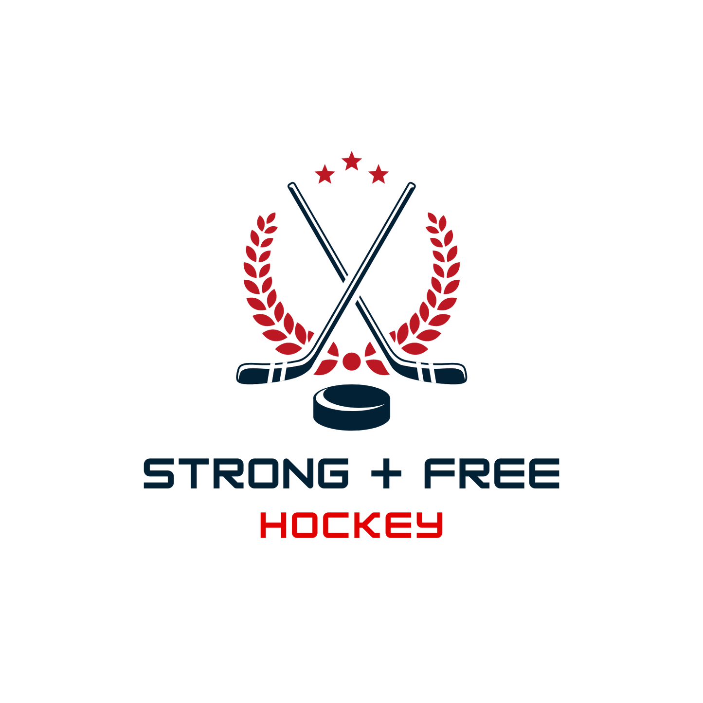 Hockey tee, white. S+F custom hockey logo design, crest logo.