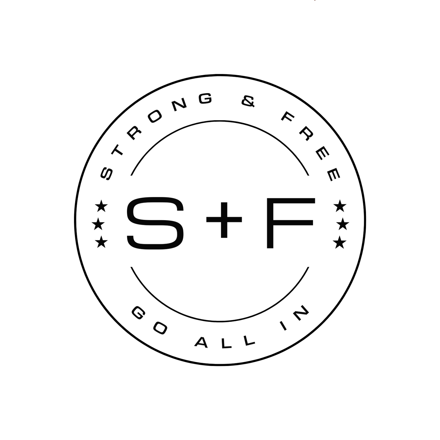 Men's Classic Fit T-Shirt, Red/White/Grey. S+F Black Circle Logo Design.