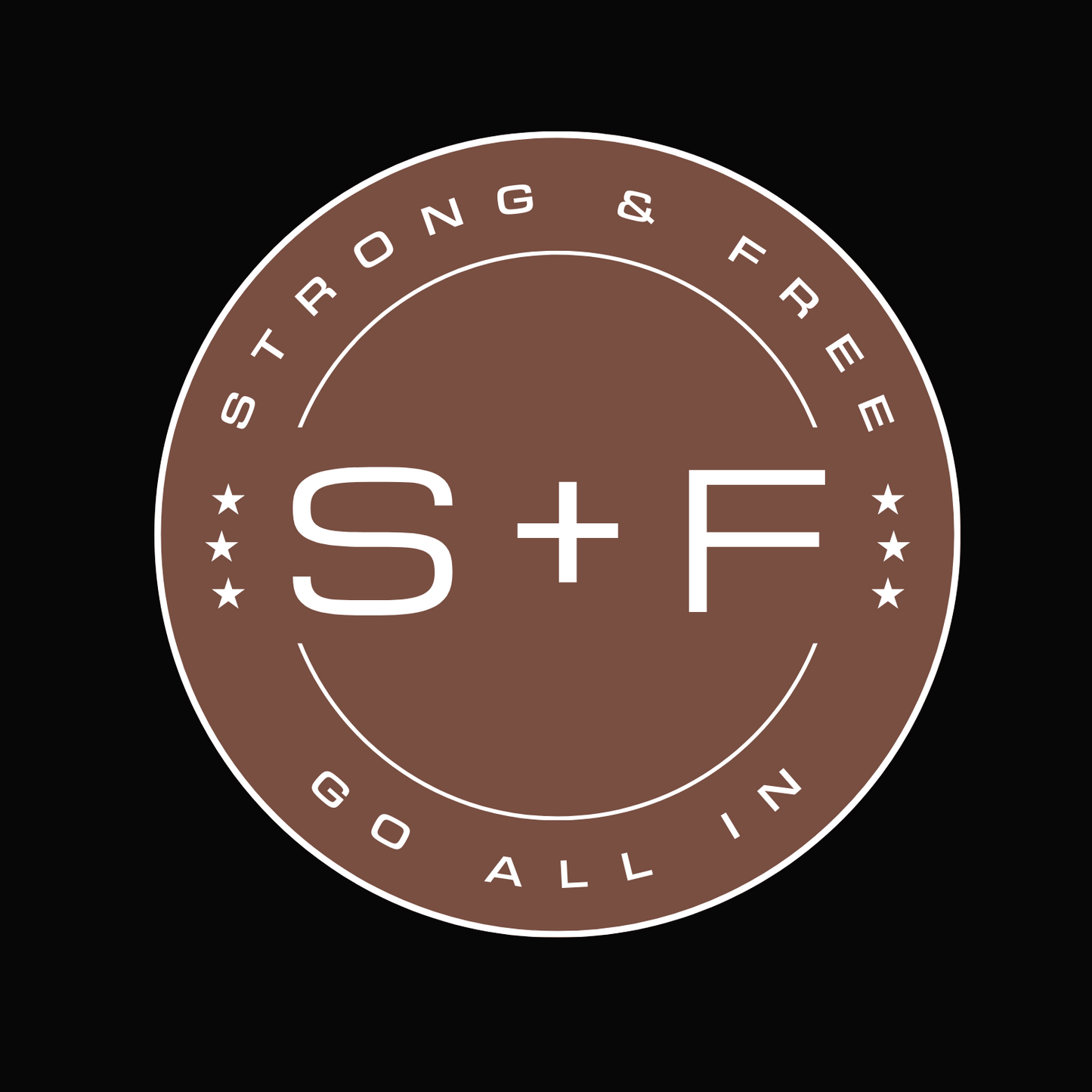 Men's Classic Fit T-shirt, Black/Blue/Red/White. S+F Reverse Brown Logo Design.