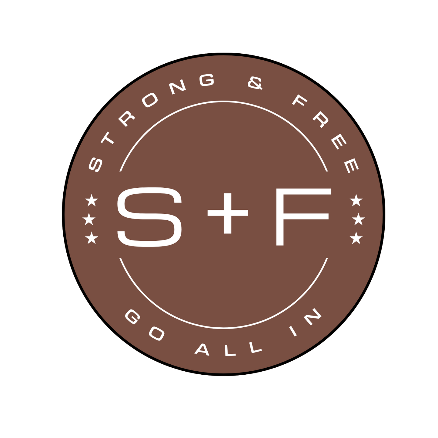 Women's Racerback Tank, White/Black/Grey. S+F Reverse Brown Circle Logo Design.