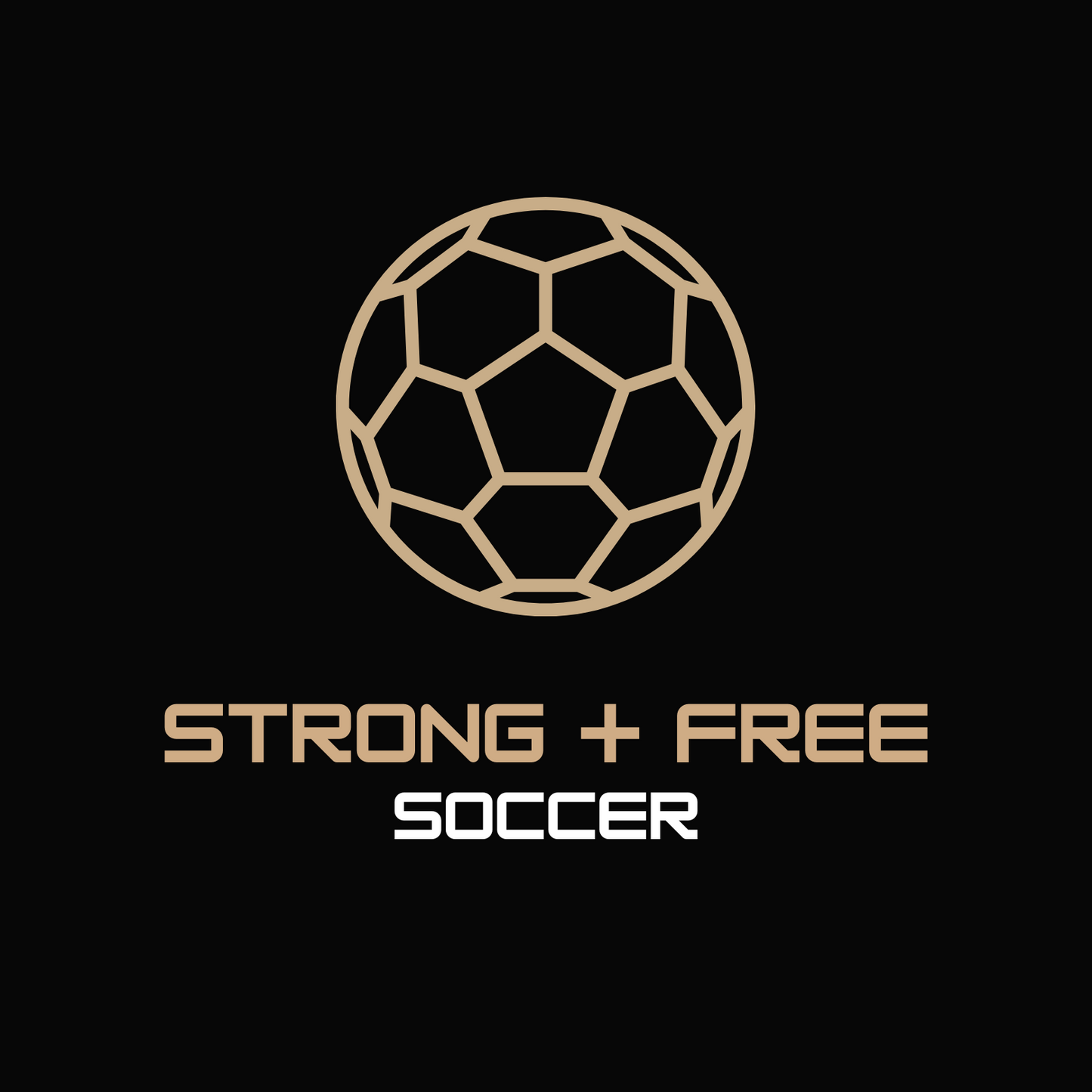 Soccer tee, black. S+F signature soccer logo design.