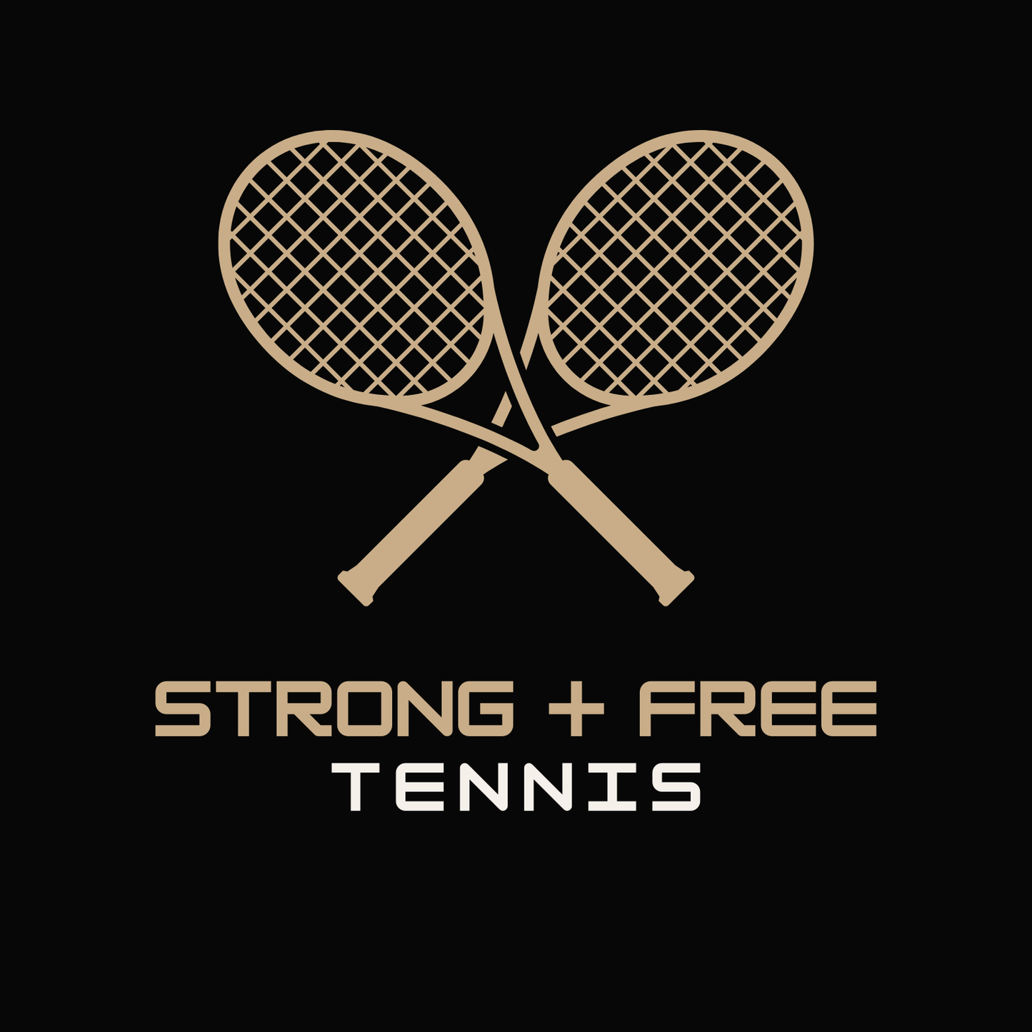 Tennis tee, black. S+F signature tennis logo design.