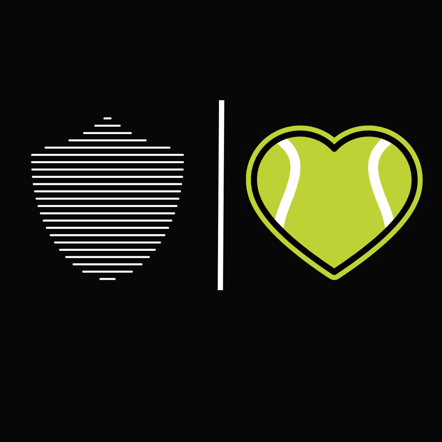 Tennis tee, black. S+F tennis love logo design I.