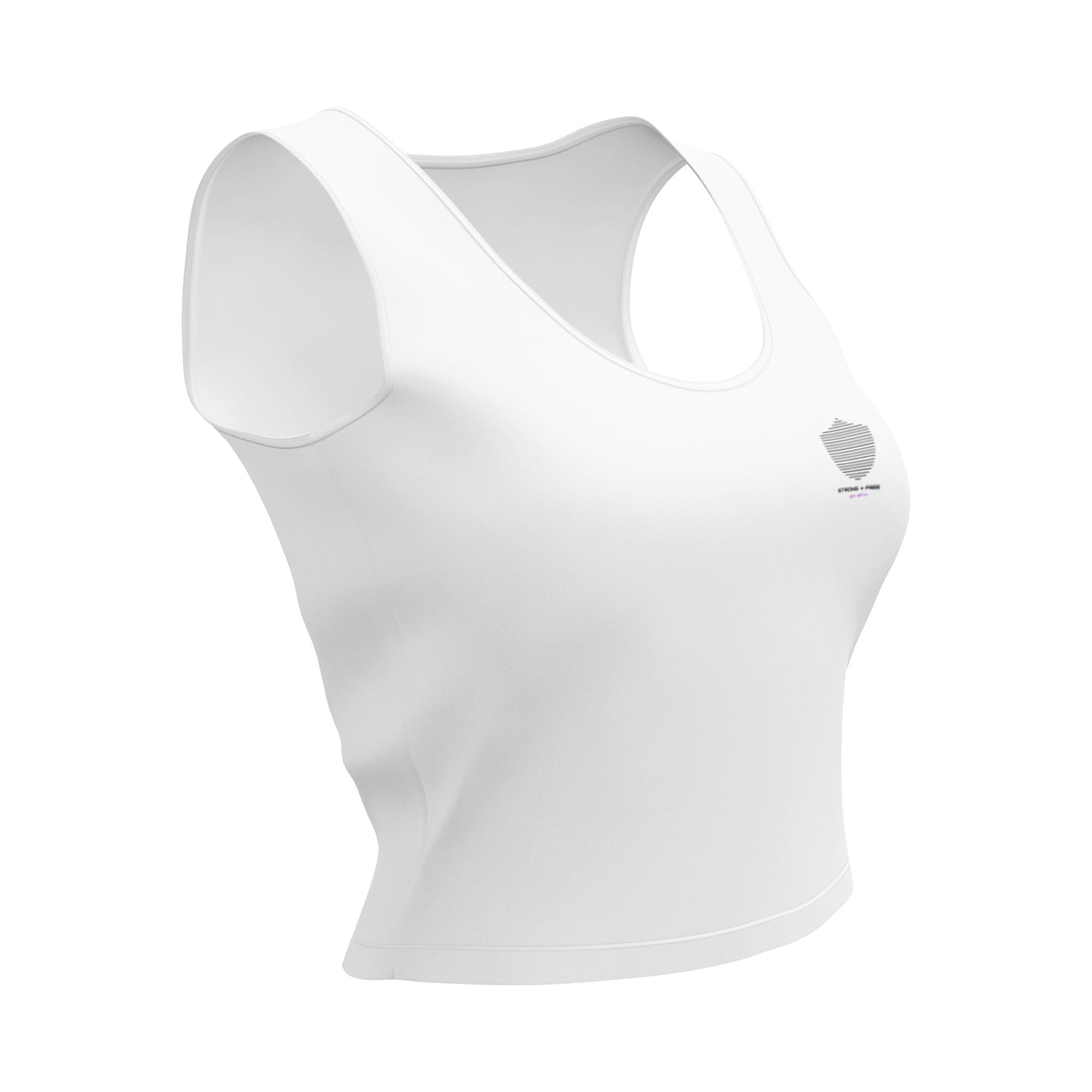 Crop Top, white. S+F signature shield logo II.