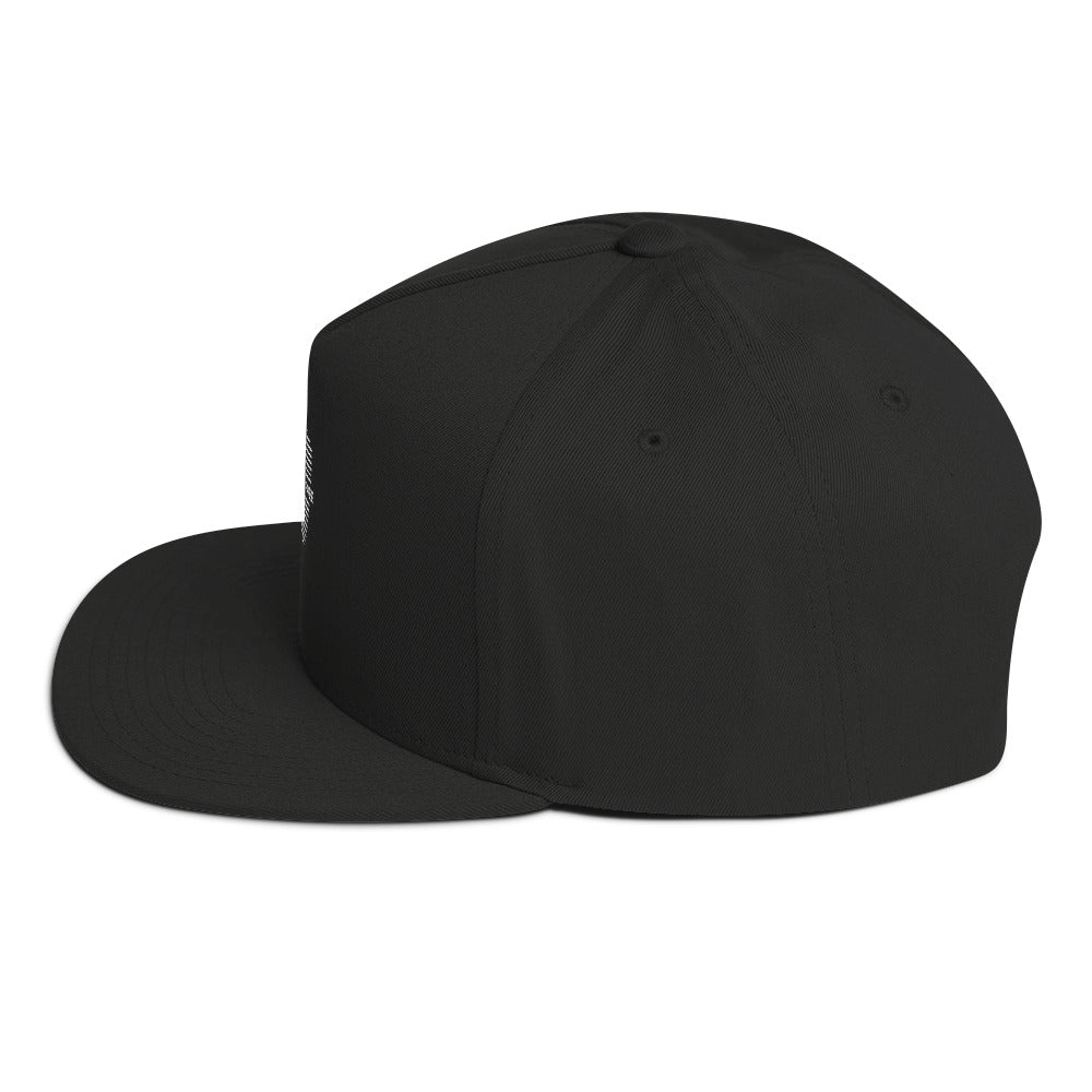 Flat Bill Cap,  Black. S+F Shield Logo Design.