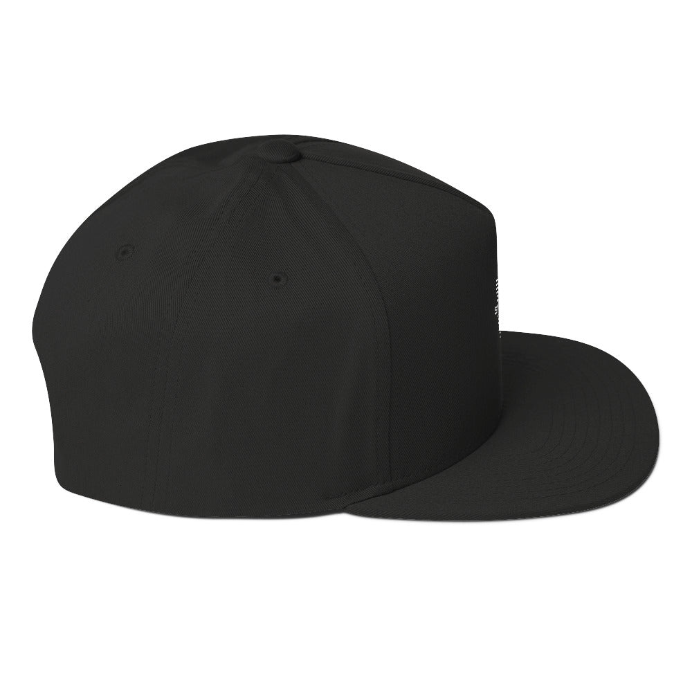 Flat Bill Cap,  Black. S+F Shield Logo Design.