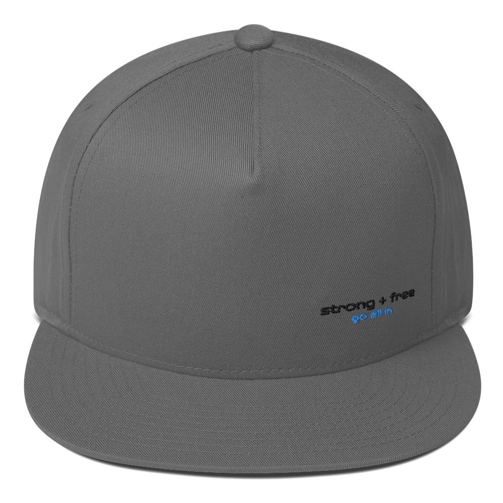 Flat Bill Cap, White/Grey. S+F Typefont III Logo Design
