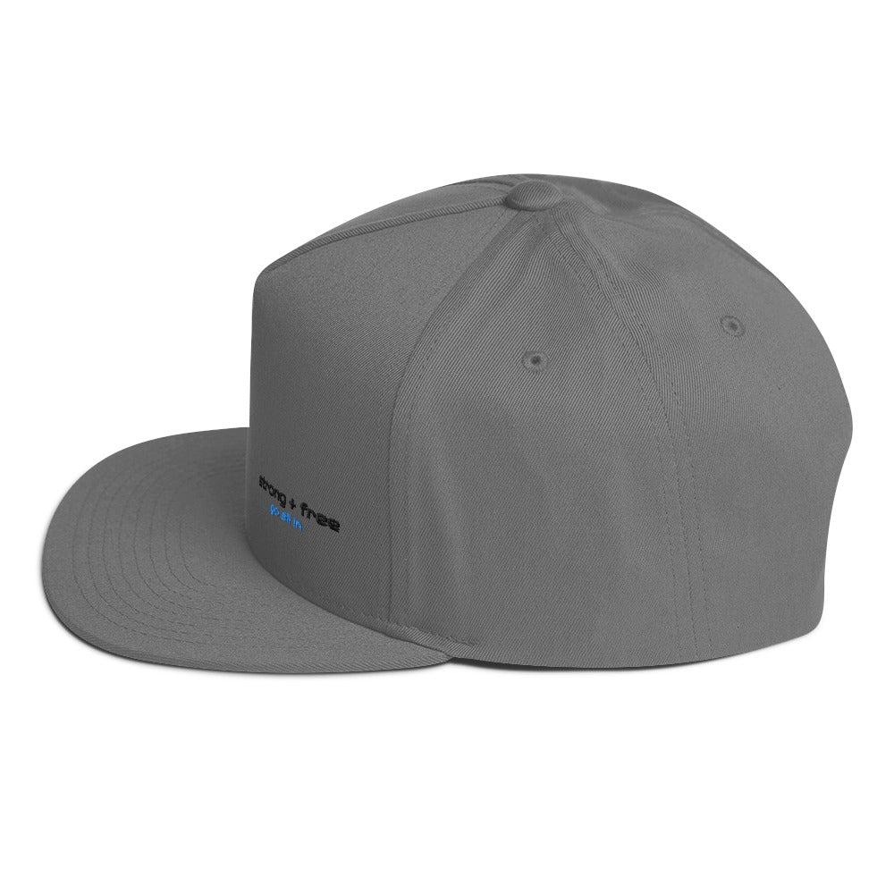 Flat Bill Cap, White/Grey. S+F Typefont III Logo Design