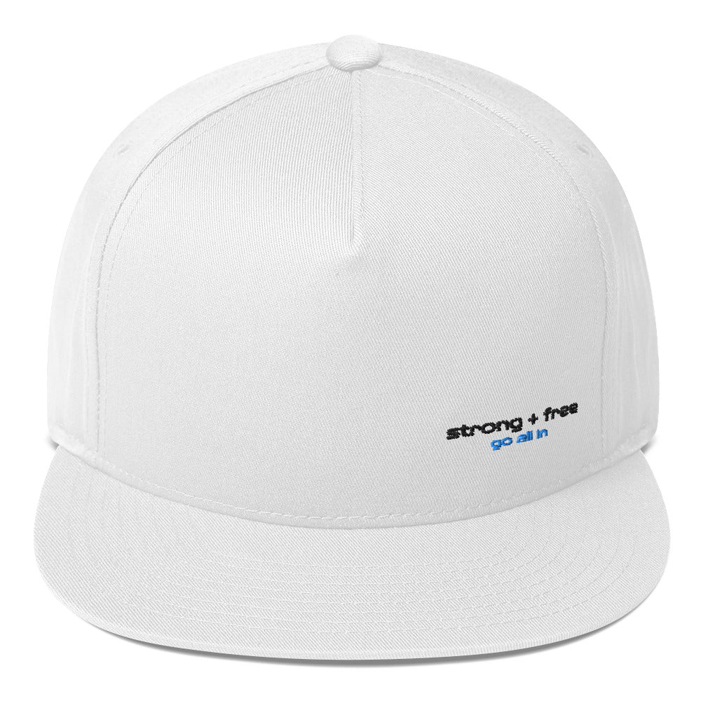 Flat Bill Cap, White/Grey. S+F Typefont III Logo Design