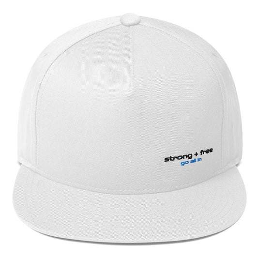 Flat Bill Cap, White/Grey. S+F Typefont III Logo Design