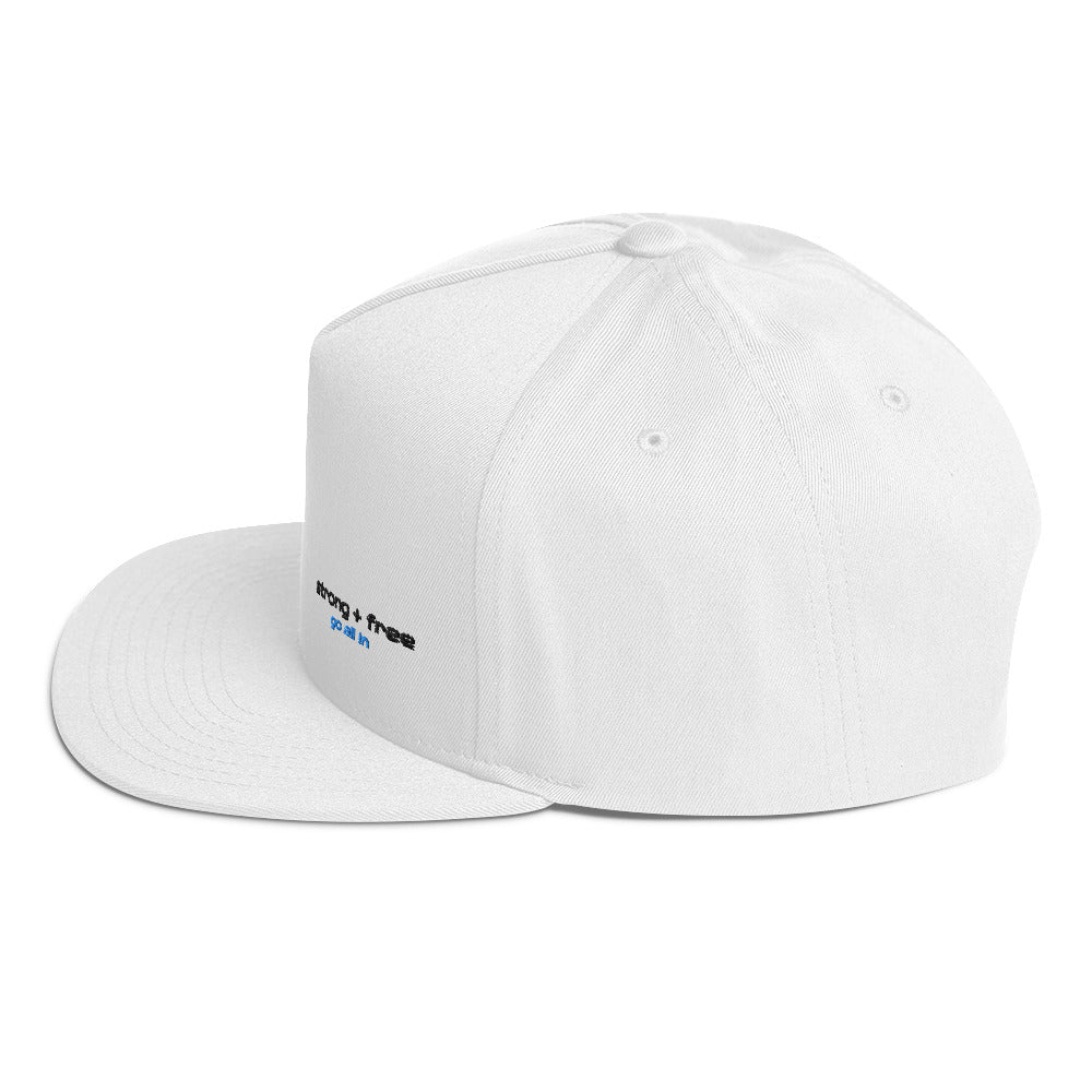 Flat Bill Cap, White/Grey. S+F Typefont III Logo Design