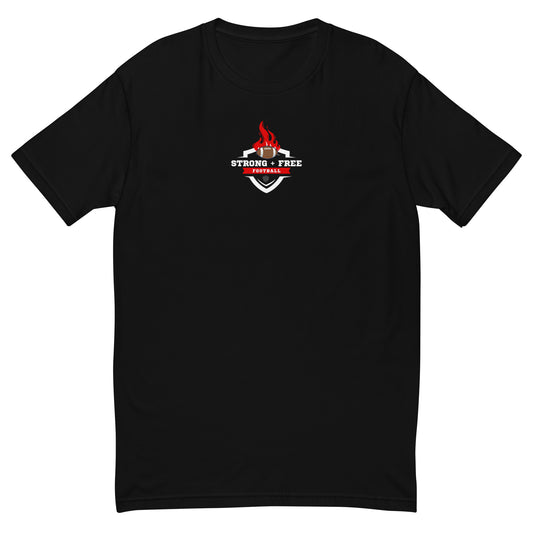 Football tee, black. S+F graphic football logo design II.