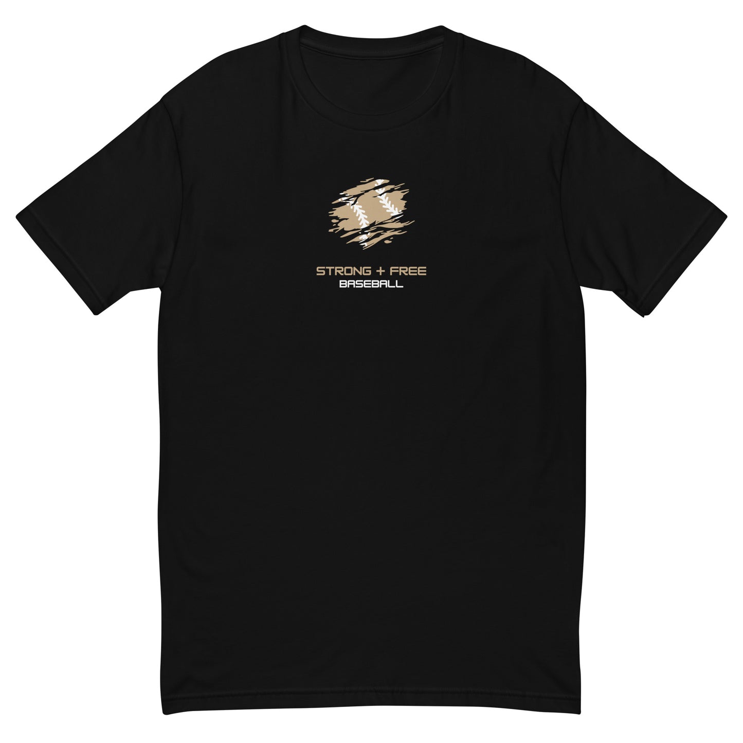Baseball tee, black. S+F signature baseball logo design I.