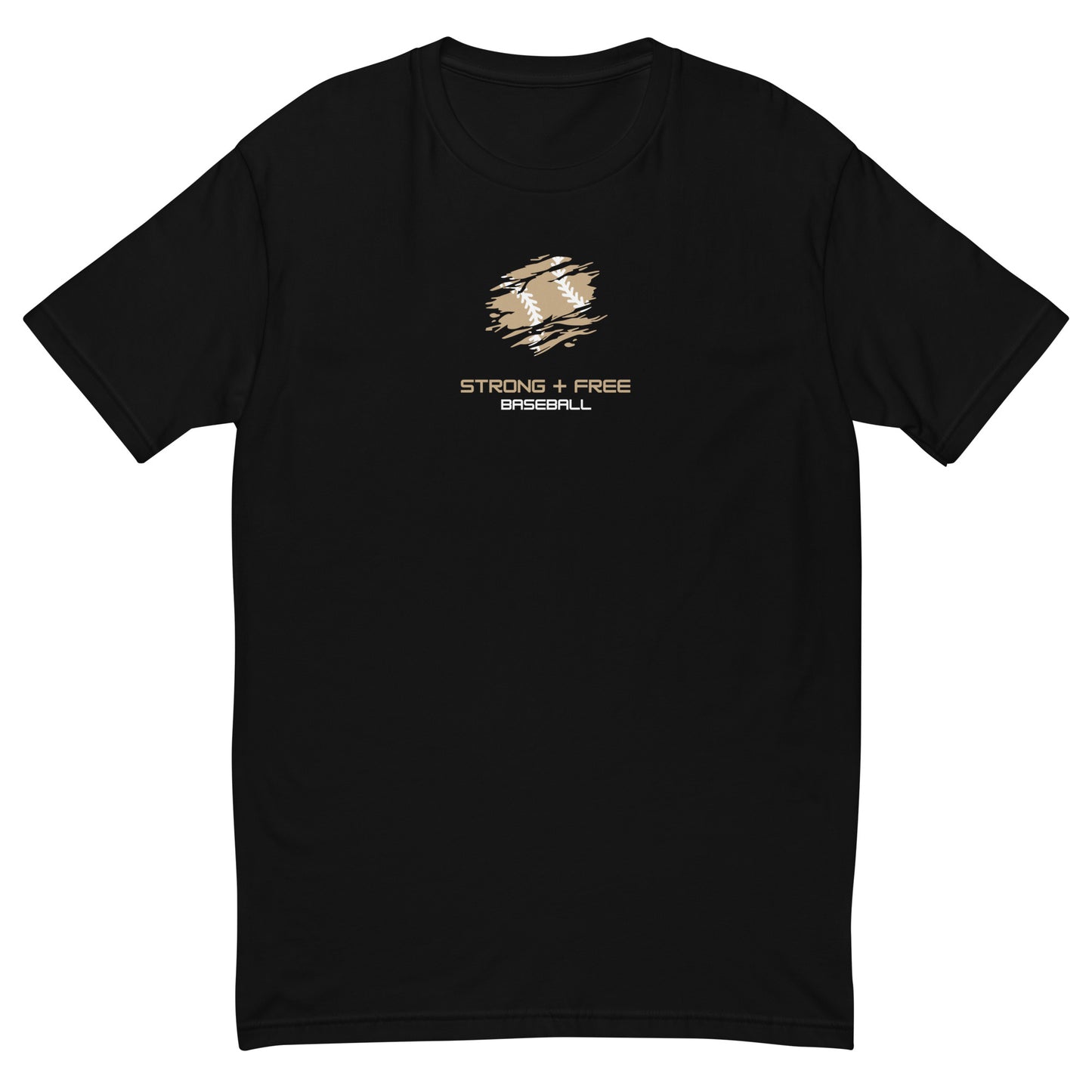 Baseball tee, black. S+F signature baseball logo design.