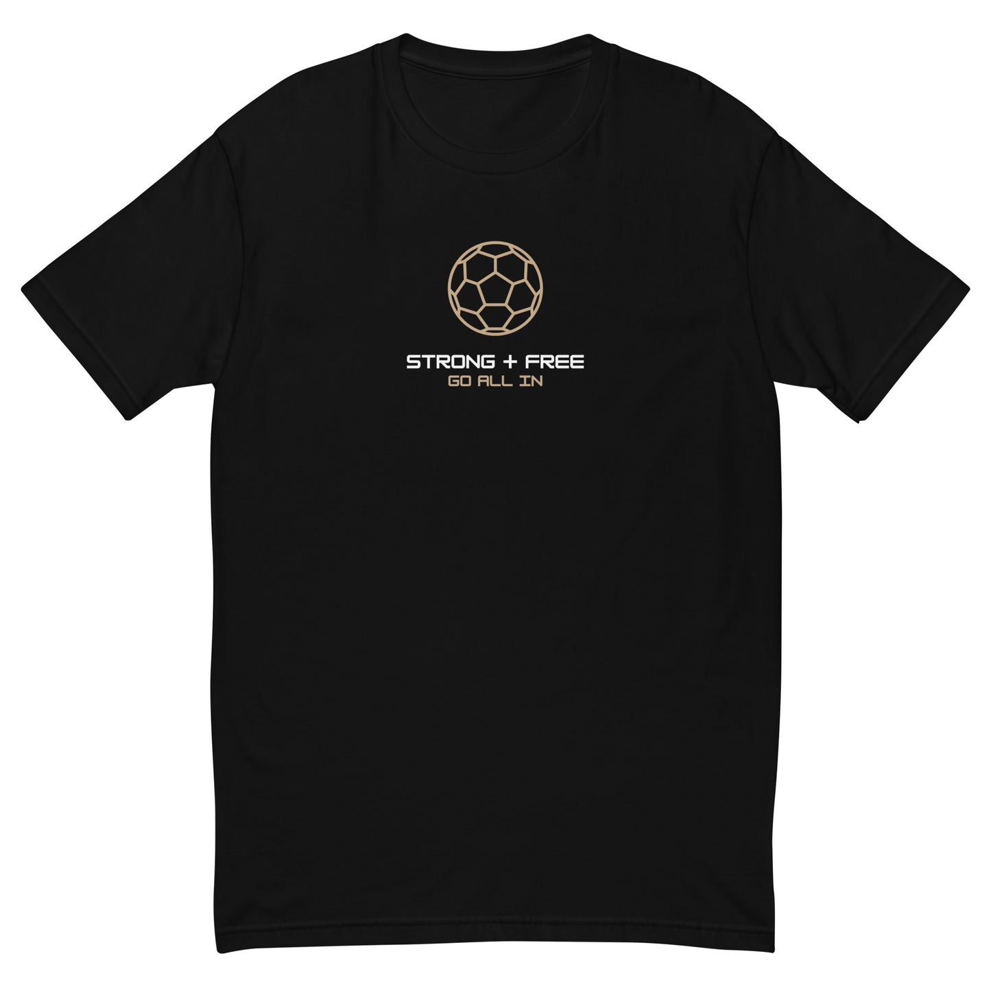 Soccer/Football tee, black. S+F signature soccer logo design.