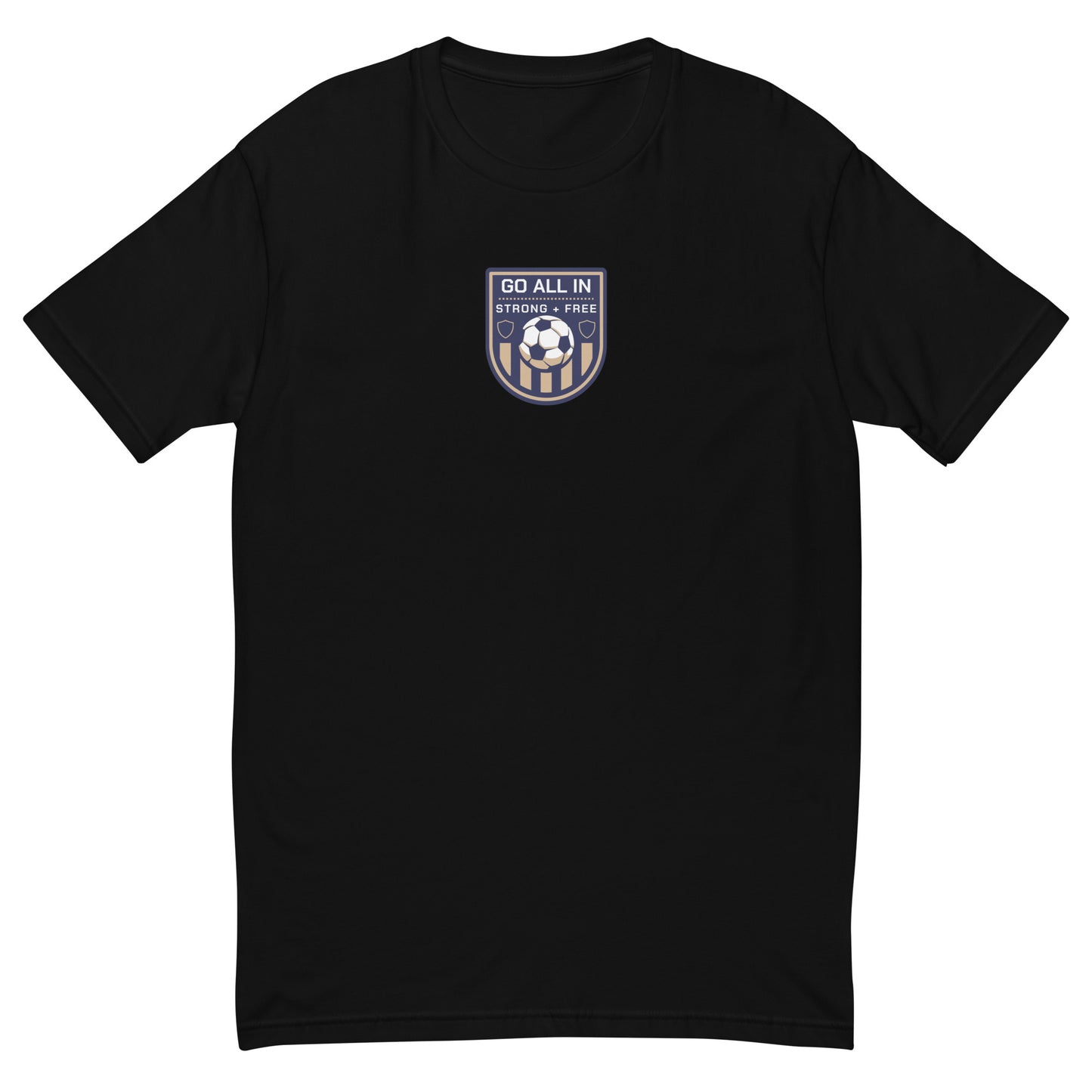 Soccer/Football tee, various colors. S+F custom logo design, soccer shield IV.