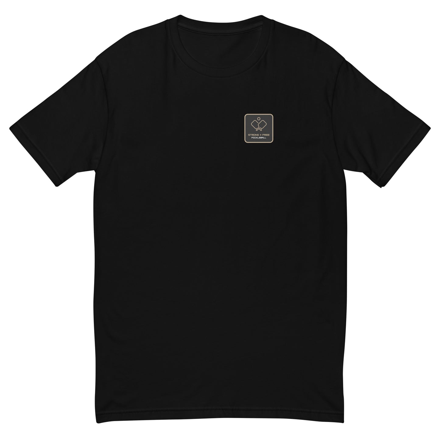 Men's tee, various colors. S+F signature pickleball logo design, reverse black icon.