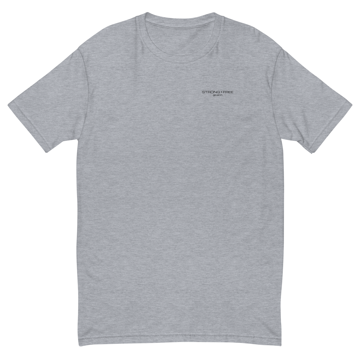 Men's Classic Fit T-Shirt, Black/Blue/Red/White. S+F Black Font Logo Design.