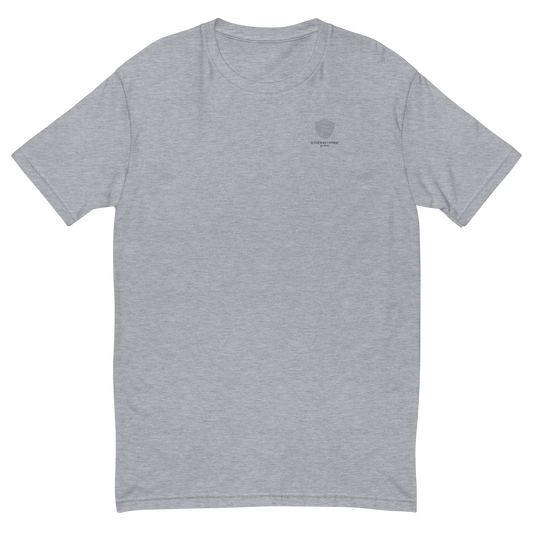 Men's Classic Fit T-Shirt, Red/Blue/Grey/White. S+F Shield Logo Design.