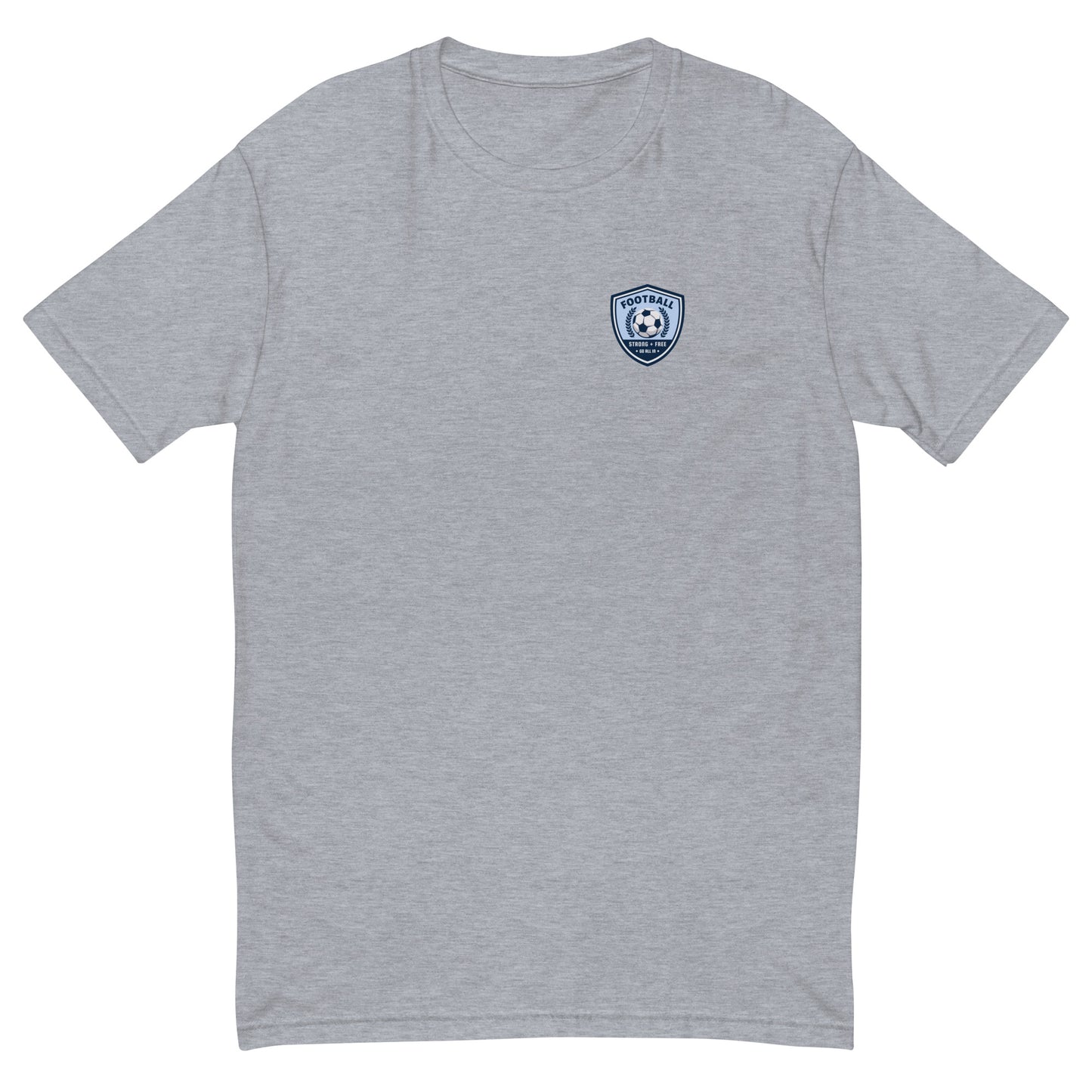 Football tee, various colors. S+F custom logo design, soccer shield I.