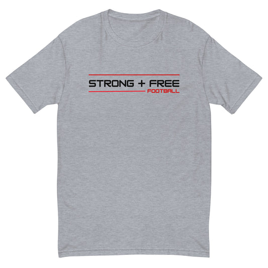 Men's football tee, multiple colors. S+F signature wordmark logo design II.