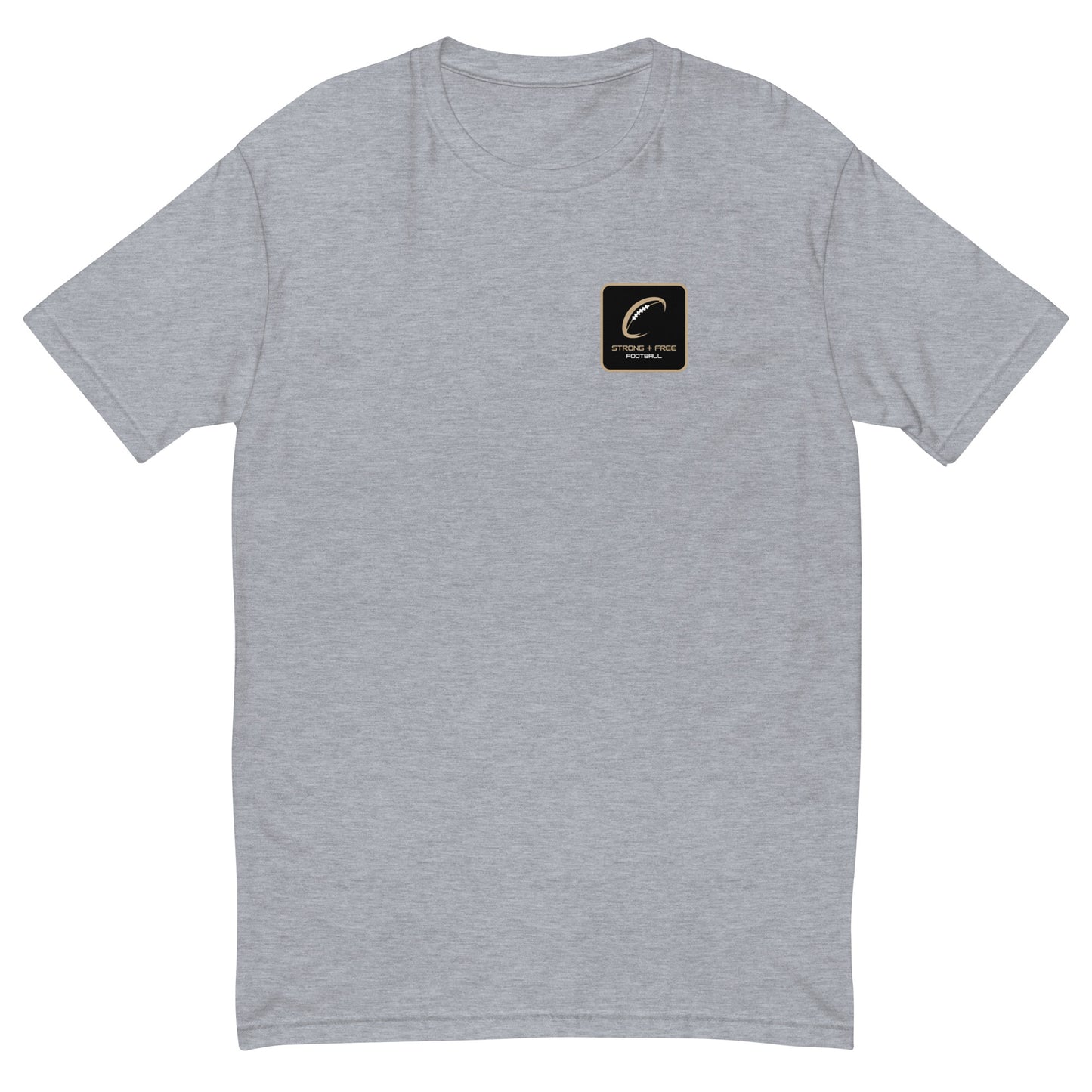 Men's football tee, various colors. S+F signature football logo design, reverse black icon.