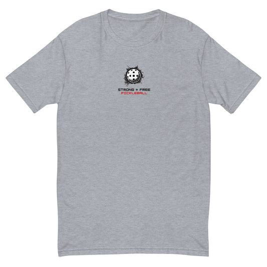 Men's tee, multiple colors. S+F custom logo design, pickleball III.