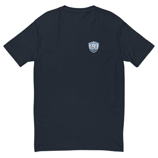 Football tee, various colors. S+F custom logo design, soccer shield I.