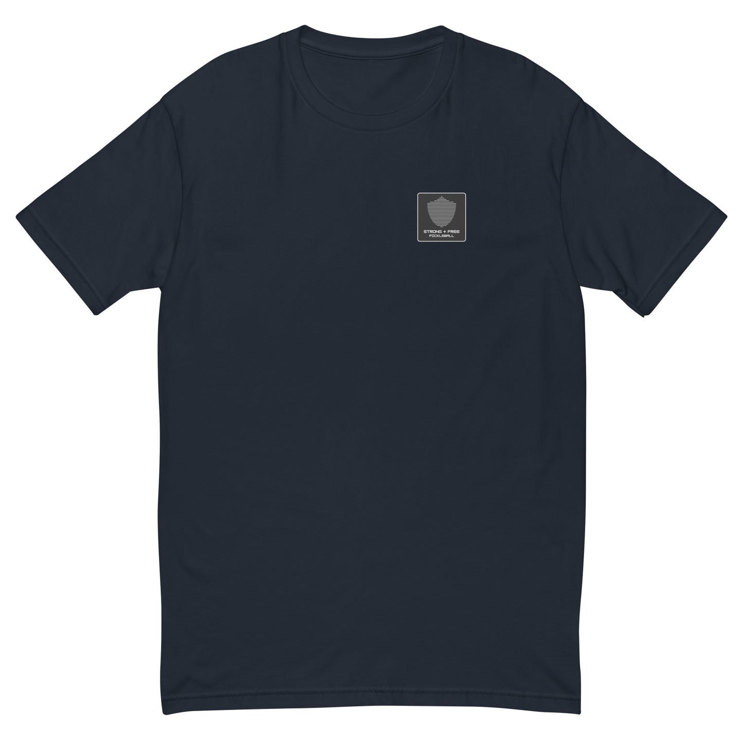 Men's tee, various colors. S+F signature shield logo design, reverse black icon.