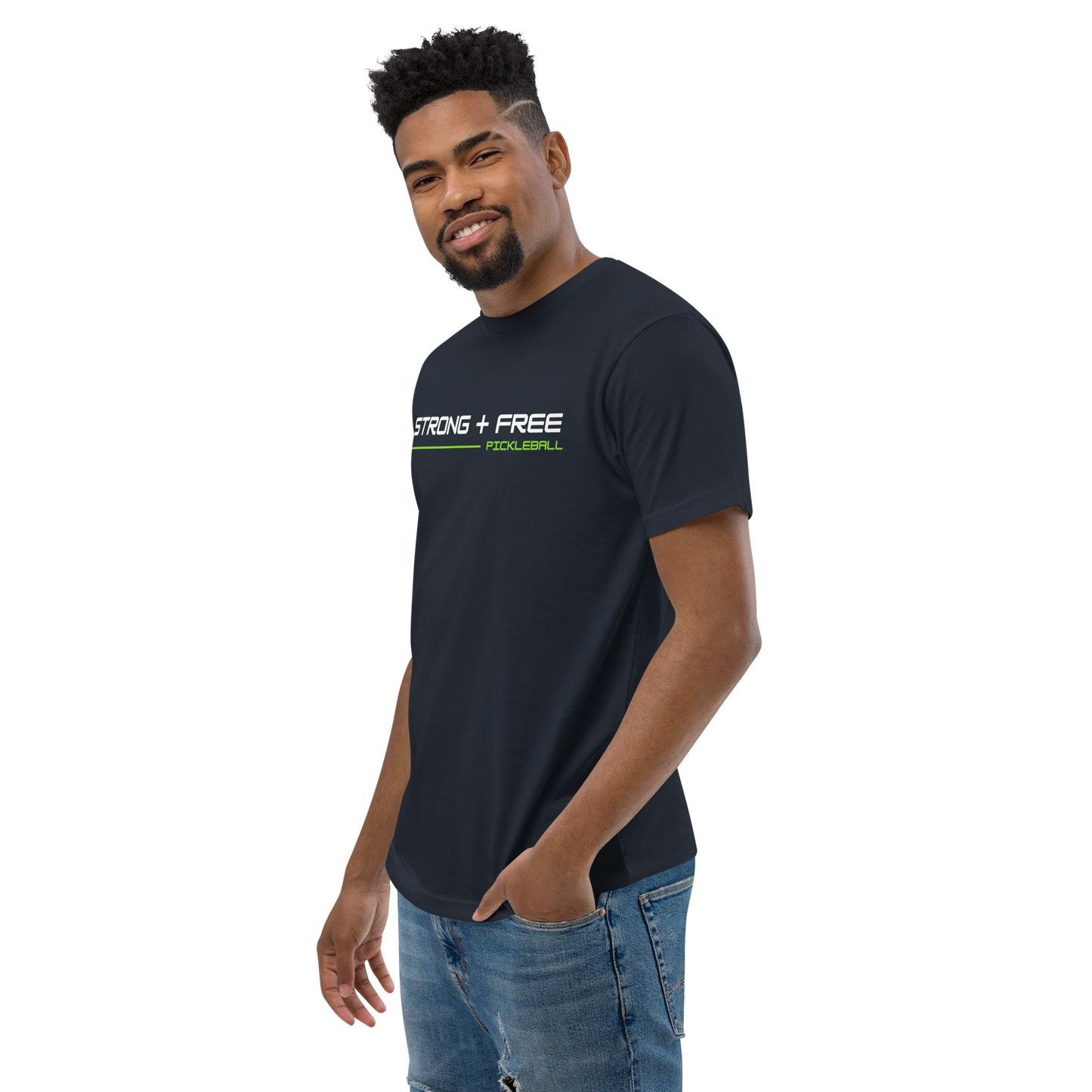 Men's tee, multiple colors. S+F signature wordmark logo design.