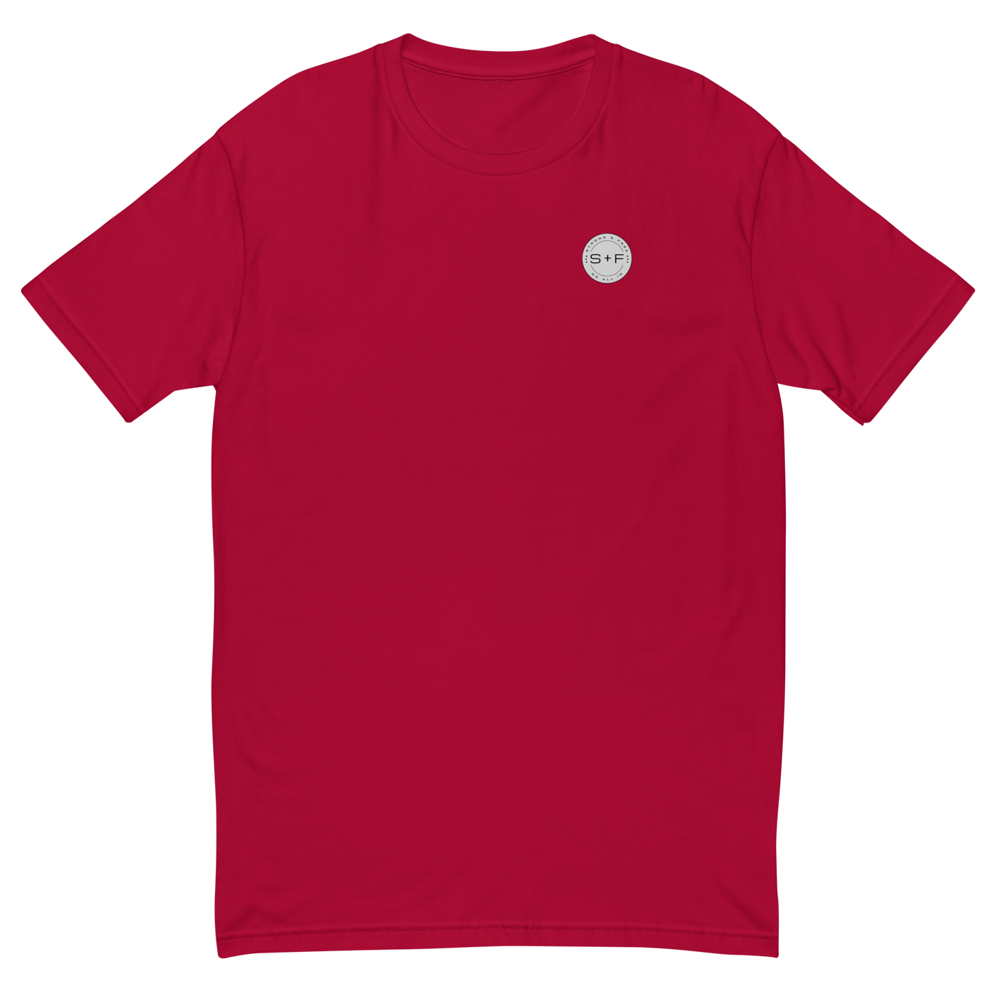 Men's Classic Fit T-shirt, Black/White/Blue/Red. S+F Reverse Grey Logo Design.