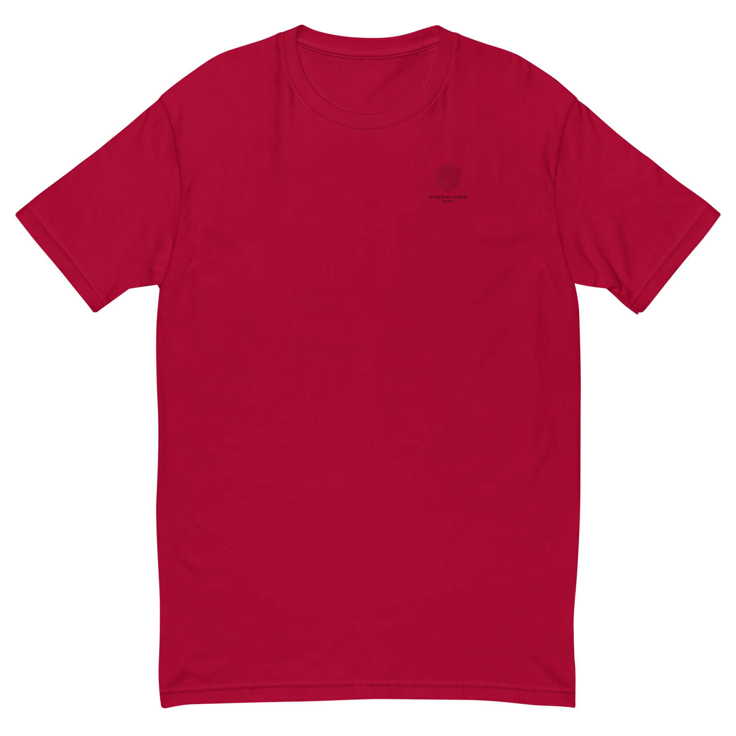 Men's Classic Fit T-Shirt, Red/Blue/Grey/White. S+F Shield Logo Design.
