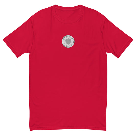 Men's football tee, various colors. S+F signature shield logo design, reverse grey crest.