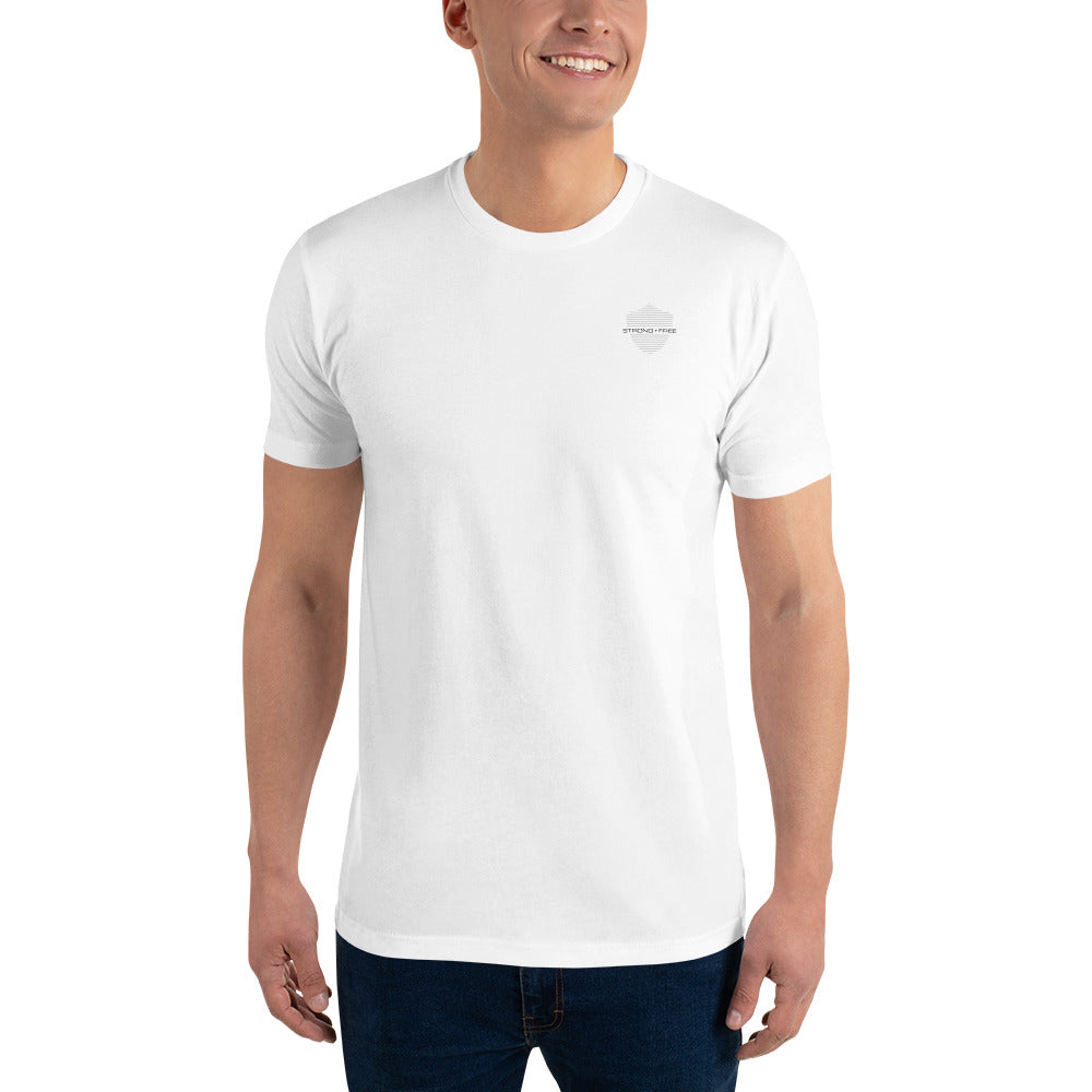 Men's Classic Fit T-Shirt, White. S+F Shield Logo Design.