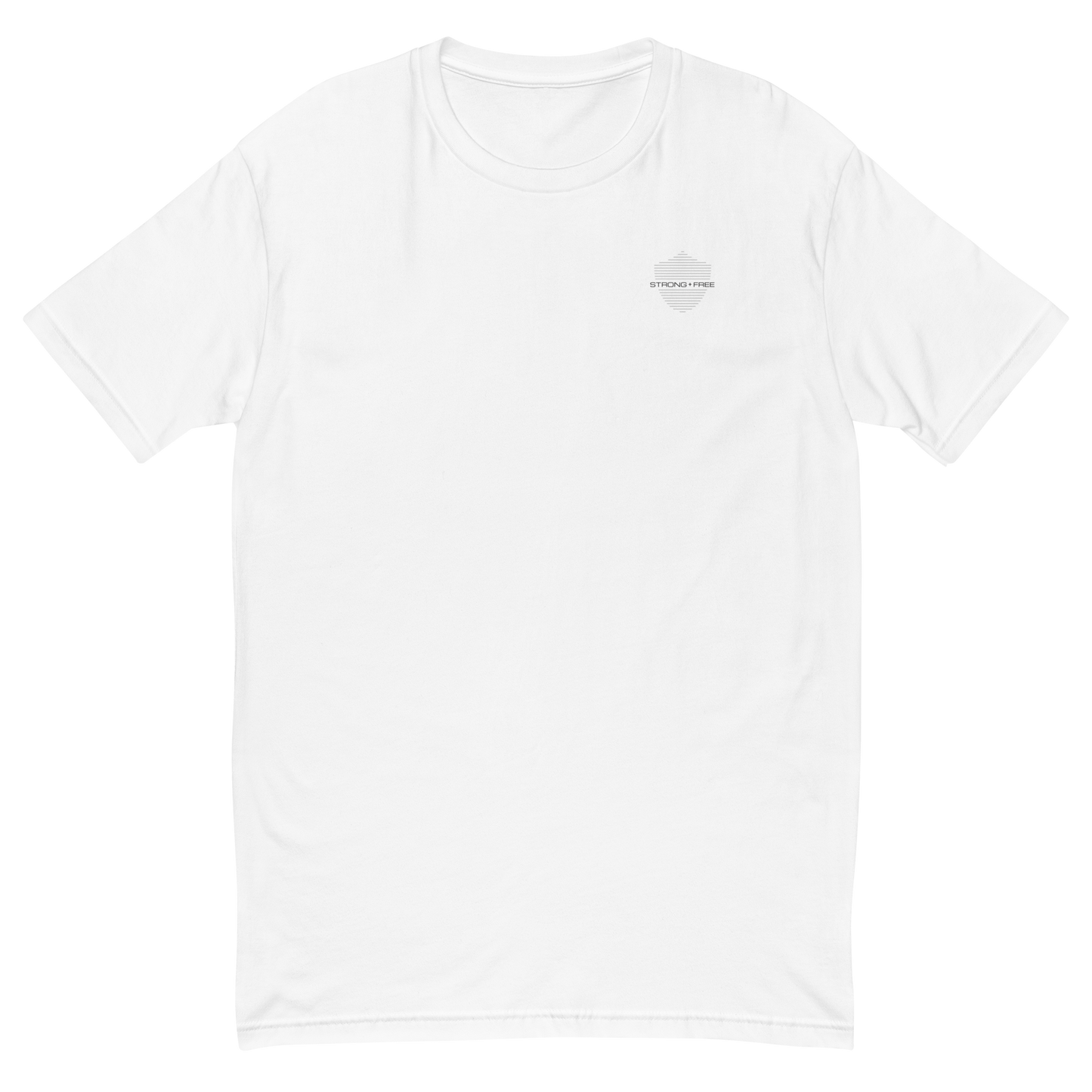 Men's Classic Fit T-Shirt, White. S+F Shield Logo Design.
