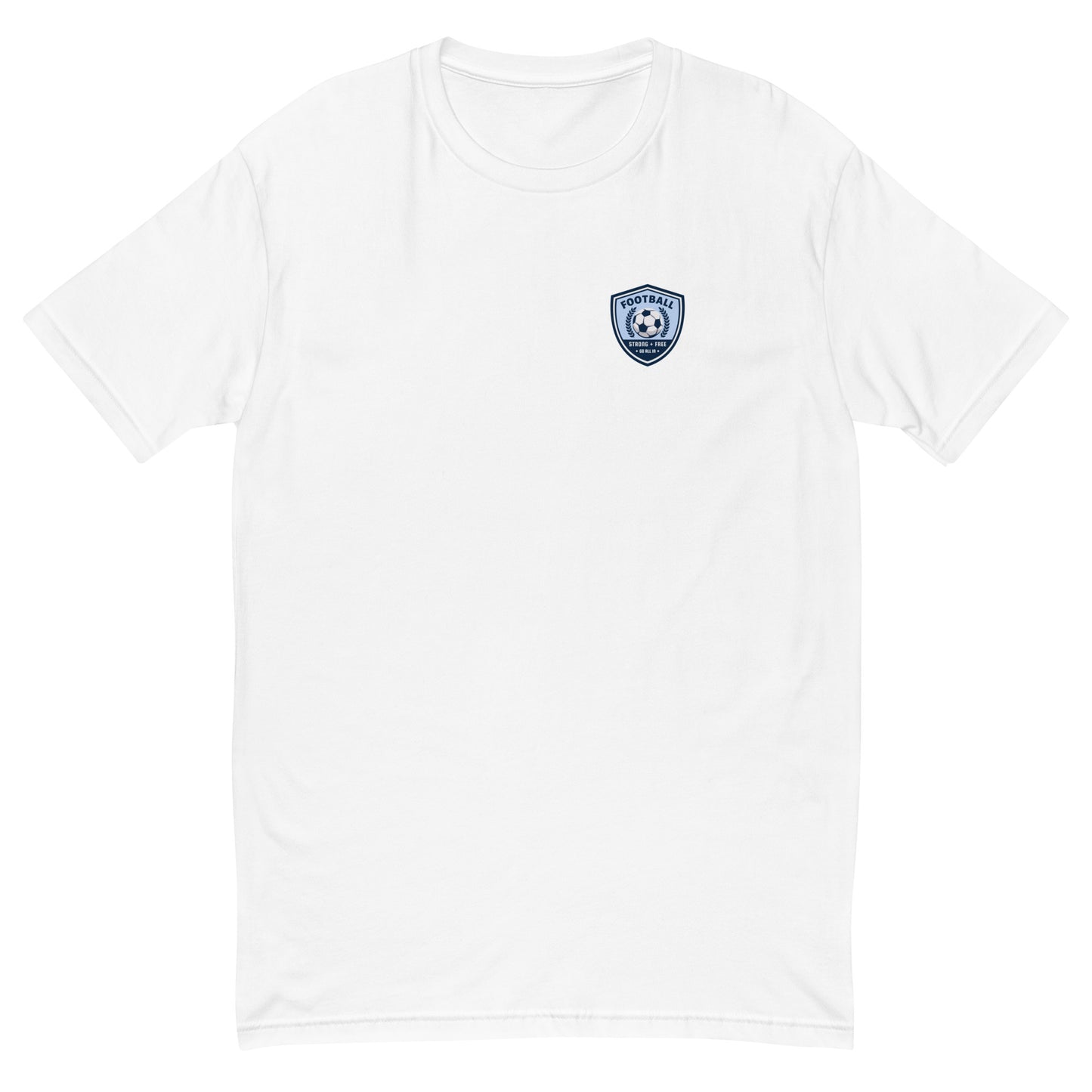 Football tee, various colors. S+F custom logo design, soccer shield I.