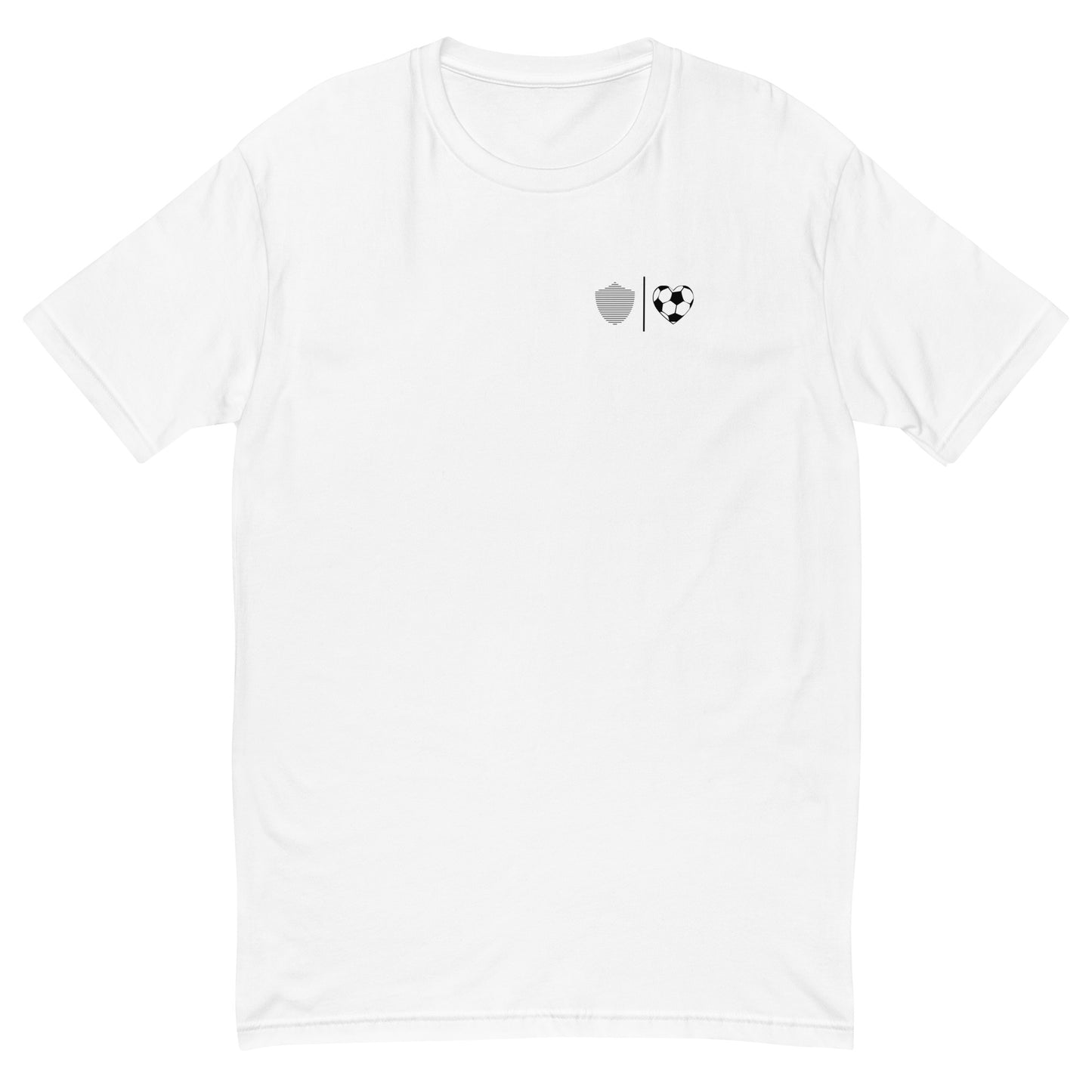 Soccer/Football tee, white. S+F soccer love logo design I.