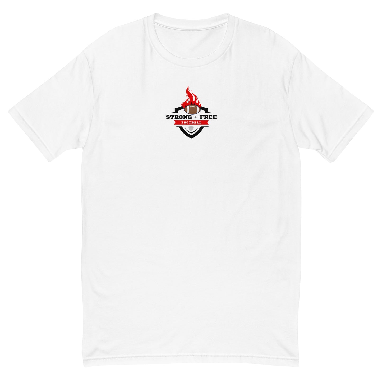 Football tee, white. S+F graphic football logo design II.