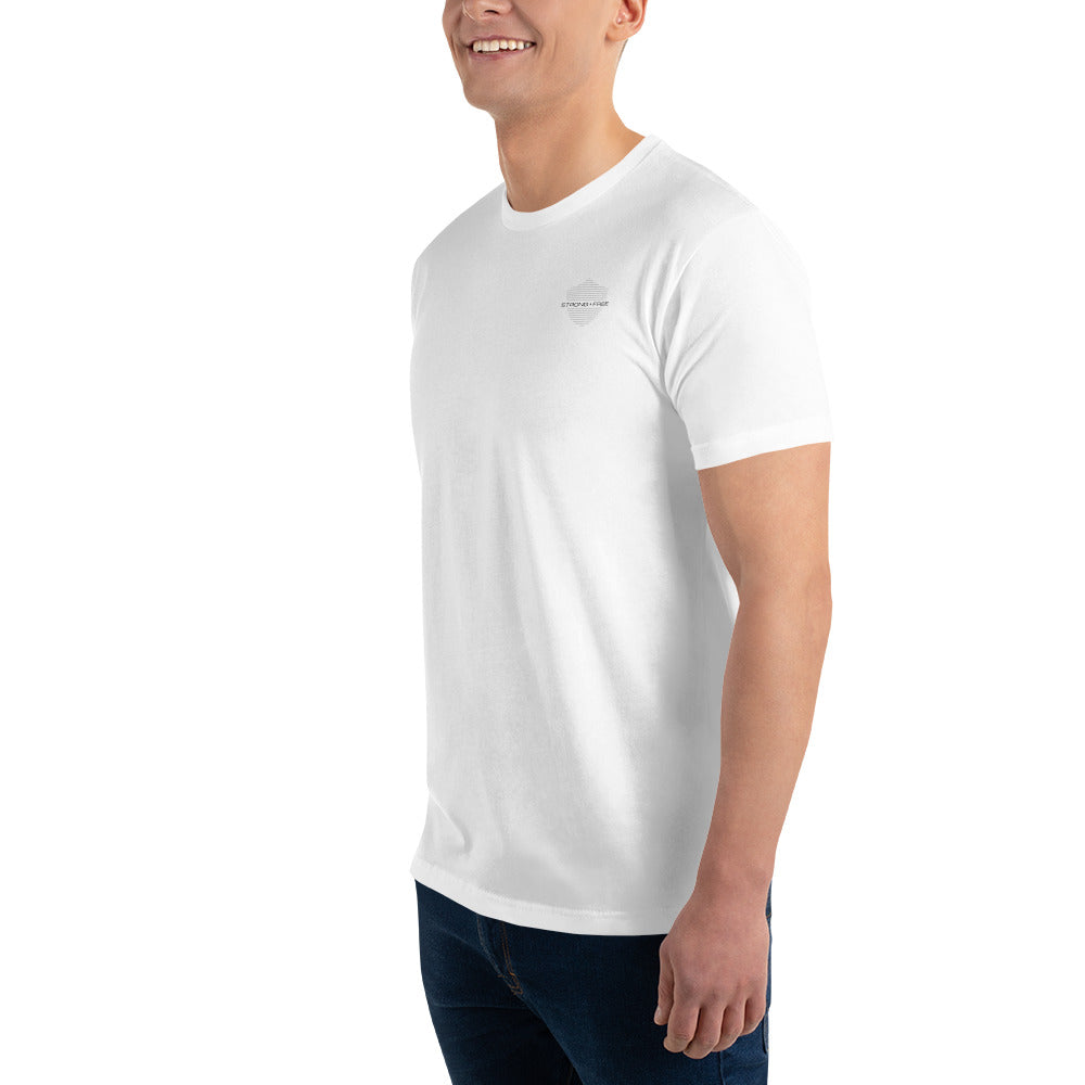 Men's Classic Fit T-Shirt, White. S+F Shield Logo Design.