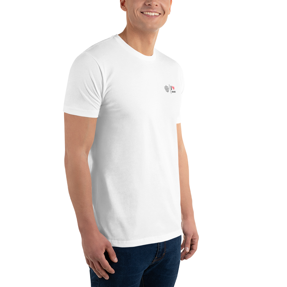 Men's hockey tee, white. S+F custom logo design, hockey love I.