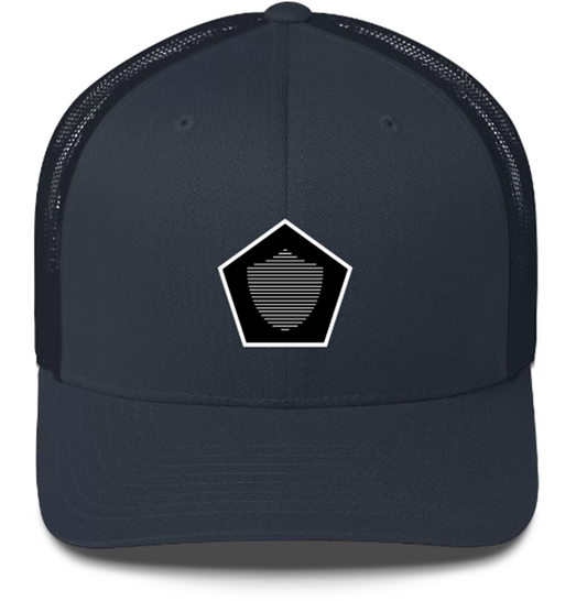 Trucker Cap, various colors. S+F signature shield logo design, reverse black pentagon.