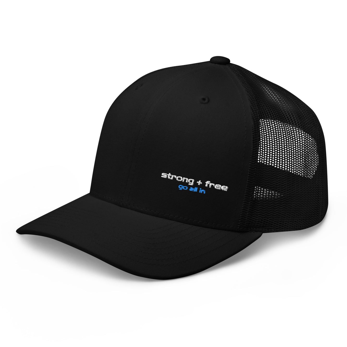 Trucker Cap, Black. S+F Typefont III Logo Design