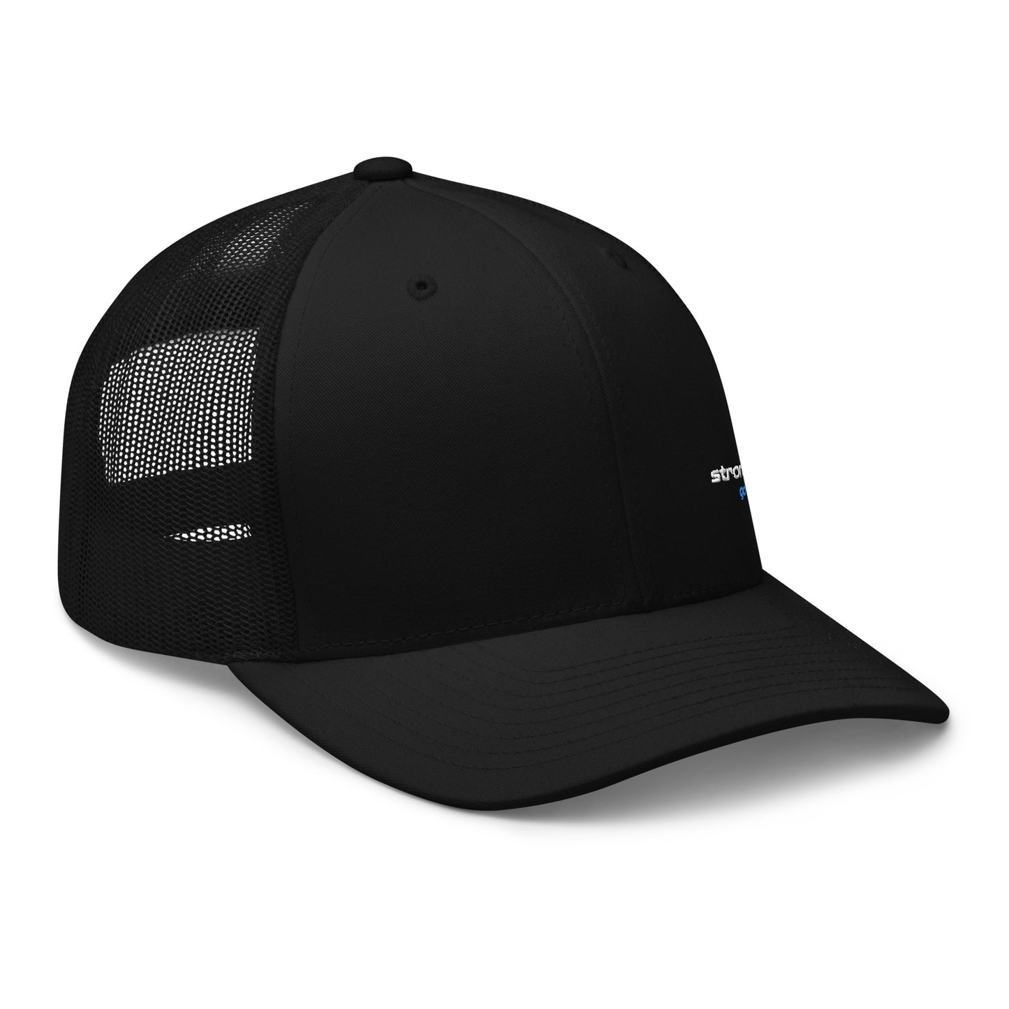 Trucker Cap, Black. S+F Typefont III Logo Design